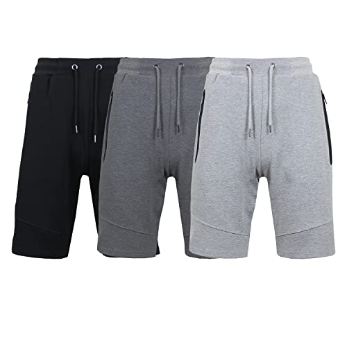 Galaxy by Harvic Men's 3-Pack Performance Jogger Shorts, Tech Fleece Active Cotton Blend Shorts with Pockets