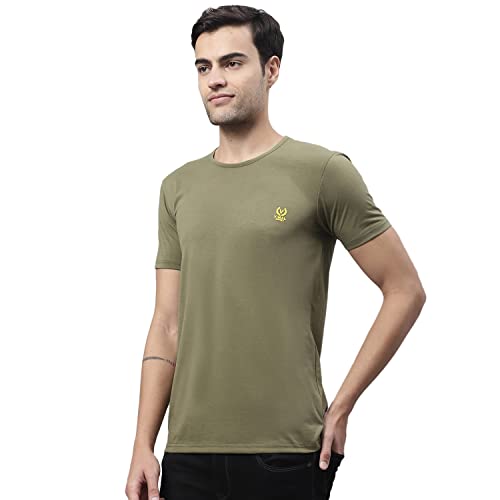 Image of Mack Jonney Men Round Neck Cotton Solid Regular Fit T-Shirt-T Anthraa 01-P