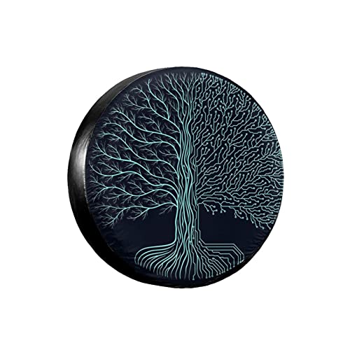 Árbol Verde De La Vida Cubierta De Neumático De Repuesto Portátil Funda De Llanta De Repuesto Impermeable Coche Vehículo Rueda Funda Universal para Remolques Todoterreno Vehículo 17inch