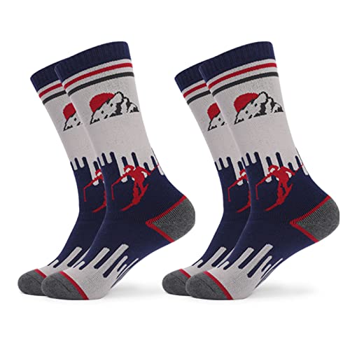 【Smart-Bear】W502 スポーツソックス プロ用スキーソックス 子供用 厚手のニット 冬用 登山 遠足 スポーツソックス 男の子 女の子 2足入り (S( 7 - 12歳), D)