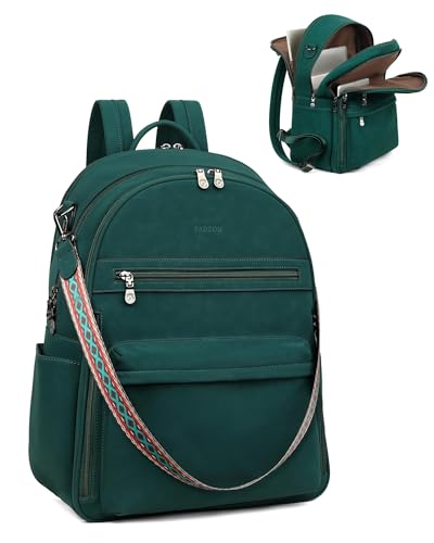 Image of FADEON 15.6 Inch Laptop Backpack Purse for Women, Large Capacity | Vegan Leather Backpack with Padded Straps, Laptop & iPad Slots Fits 13 inch, 14 inch & 15.6 inch, Roomy for Daily, Work & Travel