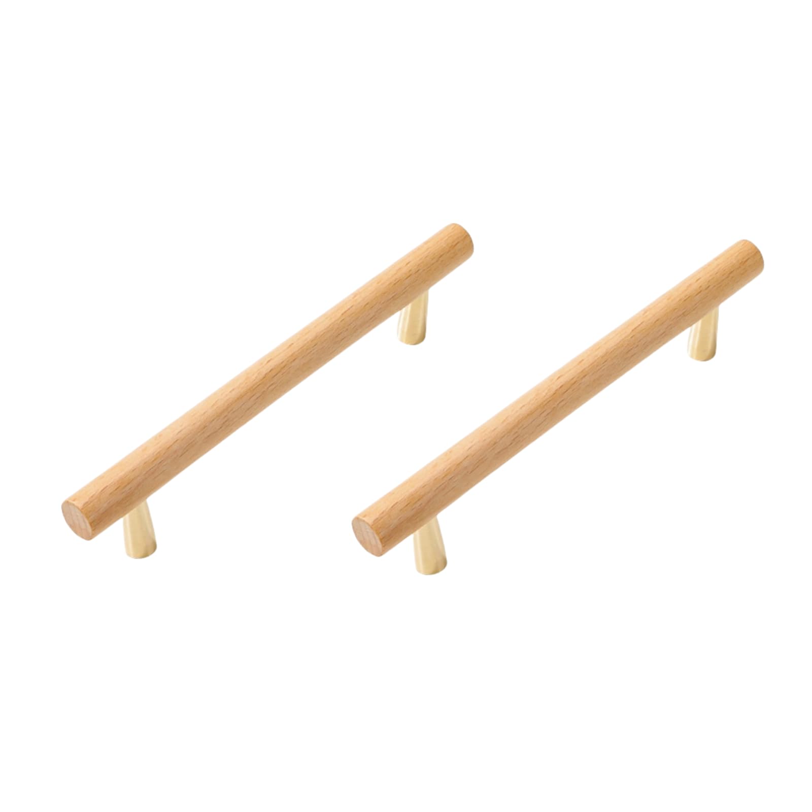 ITTRUH Wood Drawer Knobs,Cabinets 2Pcs Beech Copper Foot Handle Wooden Cabinet Wardrobe Door Solid(128mm)