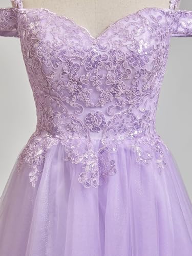 Sparkly Tulle Homecoming Dresses 2025 Lace Short Cold Shoulder Prom Cocktail Party Gowns for Teens4