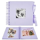 Kleines Fotoalbum zum Selbstgestalten, 20.5 x 20.5 cm Scrapbook 30 Blatt Violett Seiten Fotobuch zum Einkleben, DIY Geschenkset für Baby, Familie, Jahrestag, Geburtstag, Valentinstag, Hochzeitstag