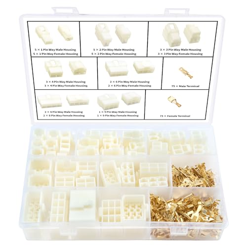 YIXISI 192 PCS 6.3mm 1 2 3 4 6 8 9 Pin Automotive Electrical Wire Connectors Kit, Male/Female Wire Connector Housing and Pin Header Crimp Wire Terminals, for Motorcycle, Bike, Car, Boats