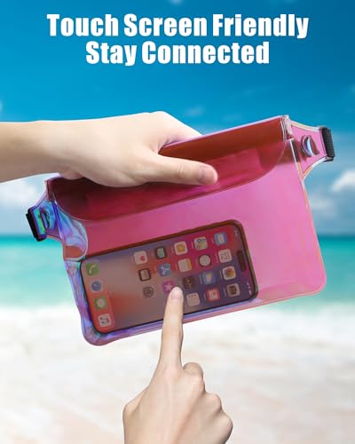 Image of F-color Waterproof Fanny Pack - Waterproof Pouch, Beach Cruise Essentials | Adjustable Waist Strap, Triple Zipper Roll-Top Dry Bag for Phone, Keep Passport Valuables Dry for Beach Kayaking Boating