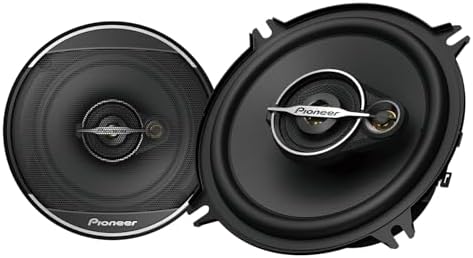 PIONEER TS-A1371F, 3-Way Coaxial Car Audio Speakers, Full Range, Clear Sound Quality, Easy Installation and Enhanced Bass Response, Black and Gold Colored 5.25” Round Speakers