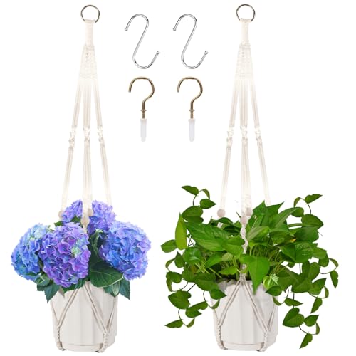 Macrame Plant Hanger, Hanging Planter Basket with Wood Beads, Dec...