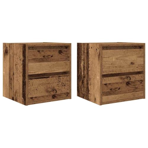 Armoires de Chevet Murales, Lot de 2 Tables de Nuit Flottantes Blanches avec 2 Tiroirs, Rangement de Chambre à Coucher Peu Encombrant en Bois D'ingénierie...