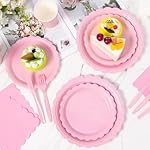 Vyntra 175 Pcs Pink Valentines Disposable Paper Plates and Napkins Set for 25, 9" Dinner Plates & 7" Dessert Plates, Tableware for Baby Shower, Bridal Shower, Birthday, Party - Image 5