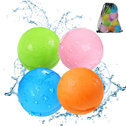 soppycid reusable water bomb balloons summer toy water toy for boys and girls pool beach toys for kids ages 3-12 outdoor activities water games toys self sealing water splash ball for fun4pack