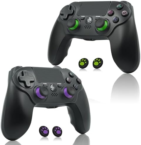 citnh 2 Pack Wireless Controller for PS4，Compatible with PS4/Slim/Pro/PC，Double Shock 6-Axis Motion Sensor，Built-in Speaker & Headphone Jack : Video Games