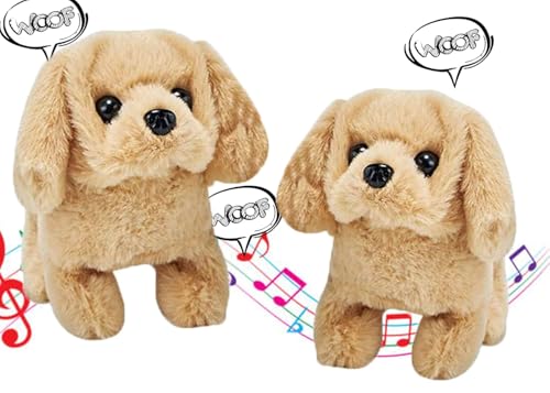 Image of Hopping Walking Brown Dog Toy for Kids - Talking Sound Dog with Moving Tail, Head Shake & Realistic Actions | Soft Plush Interactive Animal Toy, Fun Gift & Childhood Companion for Boys & Girls