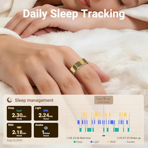 Image of CONSSU Ring Gen 2 Air, AI Smart Ring, Fitness /Sleep /Health Tracker for Women&Men, Vibration Reminder, No APP Fee, 4-6 Day Battery Life,Temp /HR /SPO₂ Monitoring, for Android & iOS - Size 10