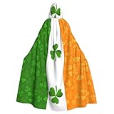 Erwqavc Capa con capucha, túnica de cosplay para hombre, disfraz de fiesta temática de Halloween, uniforme largo con estampado de bandera irlandesa