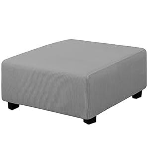 Easy-Going Stretch Square Ottoman Cover 40x40x15 inch Folding Storage Stool Furniture Protector Soft Rectangle slipcover with Elastic Bottom Light Gray