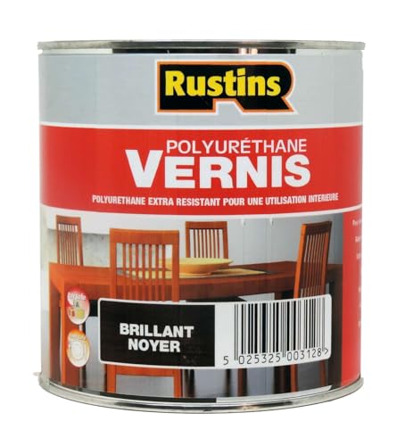 Rustin's - Vernis brillant polyuréthane pour bois intérieur - Noyer - 250 ml - 3.5 m²