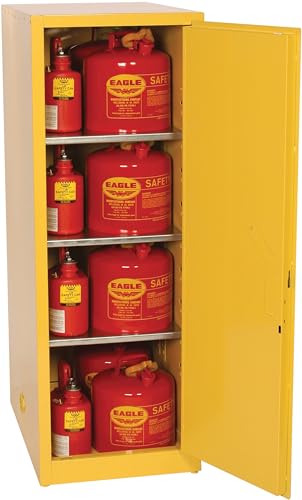 Image of Eagle American Made 48 Gallon F﻿lammable Liquid Storage Cabinet, Manual-Close Slimline Fireproof Cabinet for Schools, Garages, Manufacturing Facilities, 23 inch x 34 inch x 65 inch, 1946X