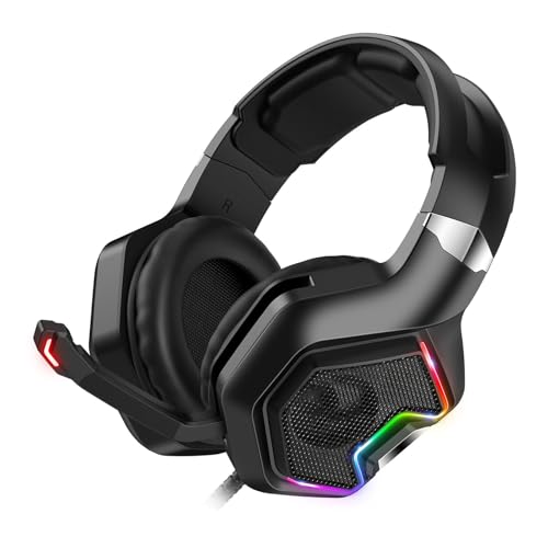 Auriculares para juegos PC con sonido de graves K10 Pro Negro y diadema ergonómica cómoda