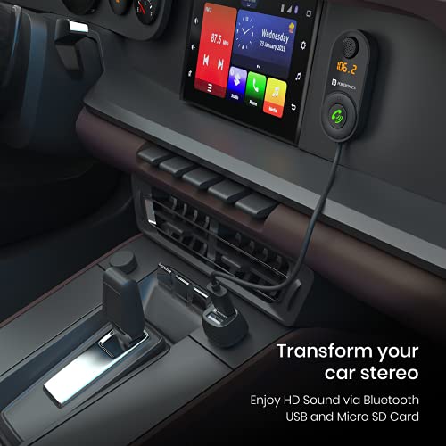 Image of Portronics AUTO 17 in-Car Bluetooth Receiver for Handsfree Calling, Music System, Supports All Smartphones (Black)