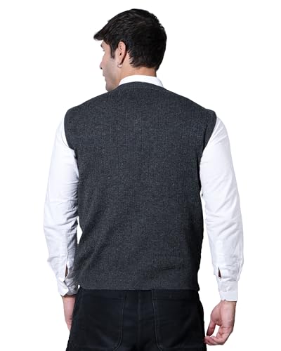 Image of Men Woolen V-Neck Solid Plain Design Sleeveless Pullover Heavy Rainbow Fabric Winter Wear Pure Wool Cardigan for Men Fully Warm Pullover Free Sizes