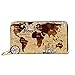 Produktbild JHGFG Mode Handtasche Reißverschluss Brieftasche Hand gezeichnete Skizze Retro Weltkarte Telefon Kupplung Geldbörse Abendkupplung Blockieren Leder Brieftasche Multi Card Organizer