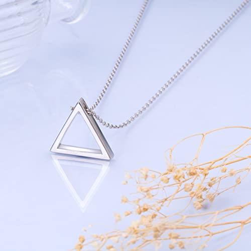 DAOCHONG 925 Sterling Silver Geometric Shapes Necklace Triangle/Rectangle/Rhombus/Circle Pendant Necklace for Women Jewelry Gifts4