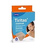 Tiritas Cicatrices, Apósito de Silicona, Previene y Trata Cicatrices Lineales, Hipertróficas y Queloides durante la Curación, Protección Solar FPS 50+, 5x7,2cm, 5uds