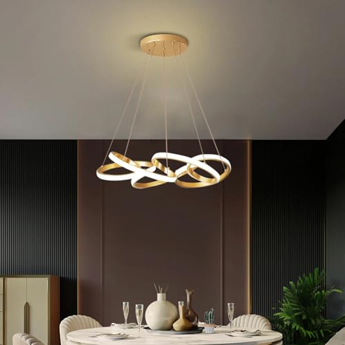 Suspension LED moderne 78W dorée dimmable pour salle à manger