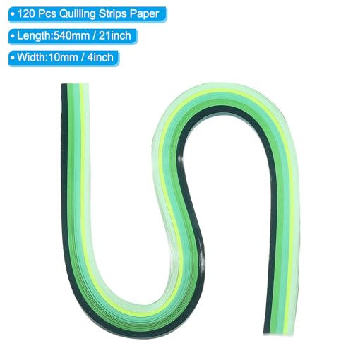 PATIKIL 540 x 10 mm Quilling Papierstreifen Papier Quilling, 120 Stück Origami Fröbelstern Papierstreifen Streifen Set für Kunst, DIY, Handarbeit, Weihnachten, Farbverlauf Grün