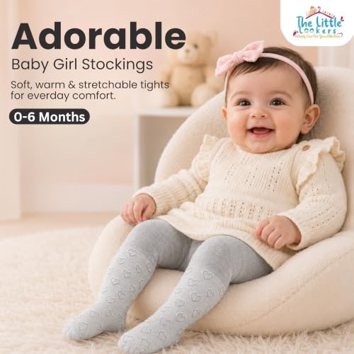 Image of THE LITTLE LOOKERS Baby Tights Thick Toddler Baby Girl Seamless Knit Leggings Thick Solid Cotton Stockings Footed Pants Pantyhose for Years Baby