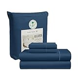 LANE LINEN Queen Size Sheets, 1500 Thread Count 100% Egyptian Cotton Queen Size Sheet Set, 4 Pc Cooling Sheets Queen, Luxury Hotel Sheets Queen, Elasticized Deep Pocket Queen Sheet Set - Estate Blue