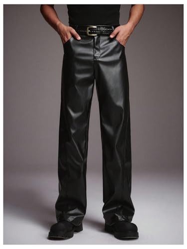 Image of GORGLITTER Men's Leather Pants Baggy Western Concert Cowboy Rodeo Outfits