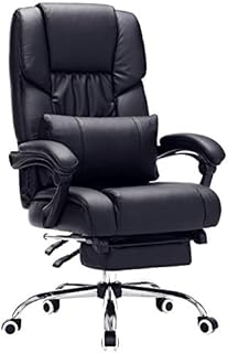 SONGMICS Office Swivel Computer Desk Chair with Footrestheight Adjustable, black, OBG71BUK, PU + Sponge + Iron + Nylon, 67 x 66 x 116 cm