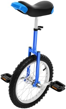 DYNAMI 16 Inch Unicycle,Outdoor Sports Wheel Unicycle with Manganese Steel Frame and Aluminum Alloy Rim,Adjustable Height,Load 110 lbs Suitable for 3.9-5ft Height (Lake Blue, 16 Inch)