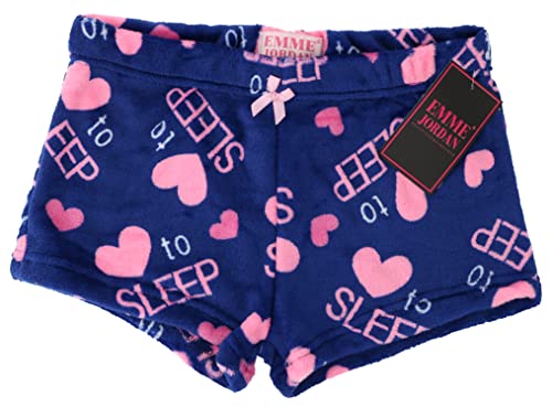 Emme Jordan Shorts de pijama de pelúcia felpudo, infanto-juvenil, Azul marinho, Love to Sleep, X-Lar