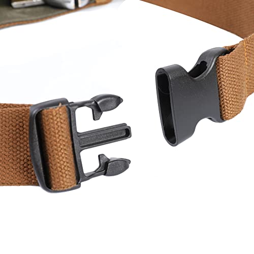 5-Pocket Single Side Tool Belt Pouch/Work Apron, Heavy Duty 16Oz Waxed Canvas, Adjustable Belt With Buckle, Army Green #TOP2