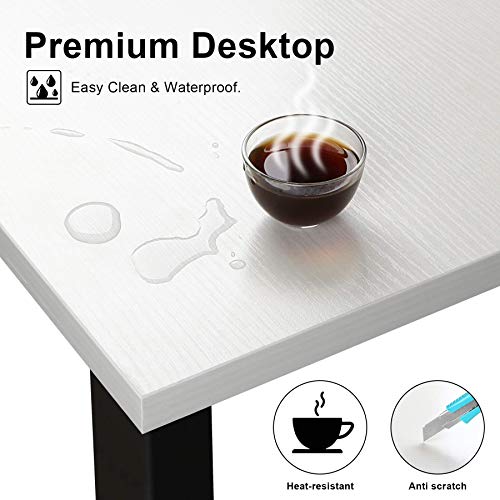 Computer Desk with Hutch, White Space Saving Desk with 3 Tier Bookshelves, (65 inch Height) Home Office Metal Black Legs Table with Upper Storage Shelves for Study Writing/Workstation, Easy Assemble