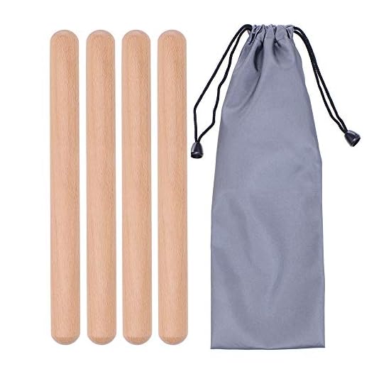 2 Pairs Classical Wood Claves Musical Percussion Instrument, 8 Inch Rhythm Natural Hardwood Sticks with a Carry Bag