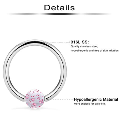 Ftovosyo 48PCS 16G-14G Surgical Steel Nipple Rings Hoop Captive Bead Ring Nipplerings Piercing Jewelry for Women Men 14MM-16MM2