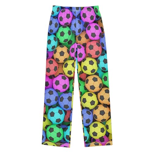 ZZXXB Colorful Football Print Boys Long Pants Soft Trousers Elastic Waist Kids Lounge Bottoms with Pockets S-XL