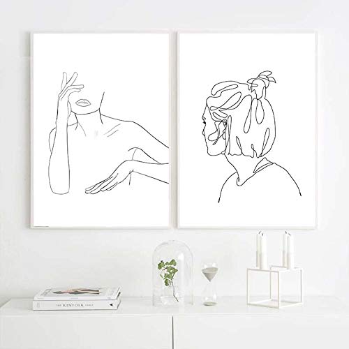 Toile abstraite silhouette femme pour une décoration de salon minimaliste