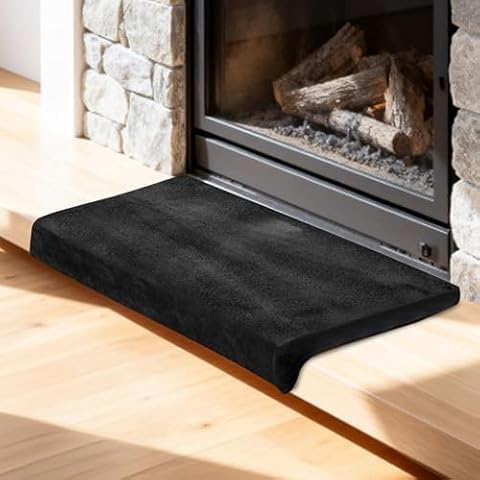 Fireplace Baby Proofing Mat 18 x 14 Inch Soft Fireplace Guard with Non-Slip Backing, L-Shaped Design for Hearth Protection(Black) Cover