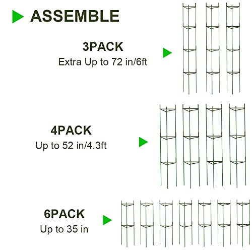 Leboo 3-Pack(Extra Up To 72 Inches/6Ft) Vegetable Trellis Tomato Cages Planter Supports, Adjustable Garden Cages Tomato Stakes For Climbing Plants, With 100 Cable Ties #TOP2