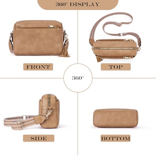 Image of Roulens Triple Zip Small Crossbody Bag for women,Wide Strap Cell Phone Purse Shoulder Handbag Wallet with Credit Card Slots | Triple Zip