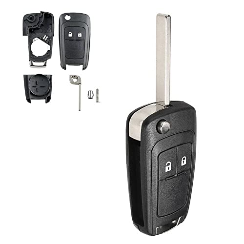 NEIQIUWING Carcasa para llave de coche con mando a distancia para Chevrolet Cruze (2010 – 2013) Orlando 2 botones de cobre (repuesto)