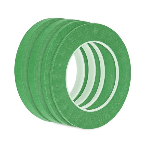 Image of 4 Pcs Painters Tape Masking Master Tape Easy Removal Green 0.3cm /0.5cm /1.0cm /1.2cm x 50m