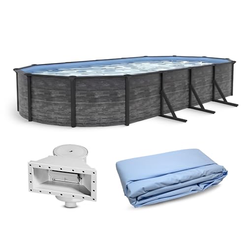 Blue Wave Marbella 15x30-ft Oval 52-in Deep Hard Sided Steel Wall Above Ground Pool with 6-in Top...