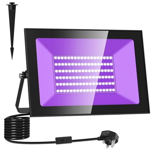 Lightasea 100W UV Black Light, Ultraviolet Floodlight Outdoor LED UV Light 385-400nm IP66 Waterproof Stage Light Decoration Lighting for Fluorescent Party, Disco, Halloween, Bar, Christmas, Aquarium