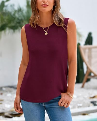 BTFBM Women's Sleeveless Sweater Vest 2025 Summer Crew Neck Ribbed Knit Lightweight Pullover Casual Loose Fit Tank Tops